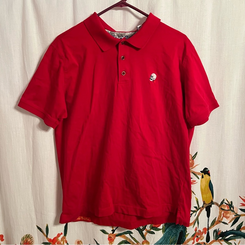 Robert Graham Red Cotton Classic Fit Sz L Polo Shirt Casual Spring Designer